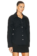 Alexander Wang Ruched Bandeau Shirt in Black, view 2, click to view large image.