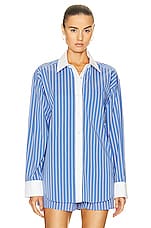 Alexander Wang Button Down Shirt in Blue & White, view 2, click to view large image.