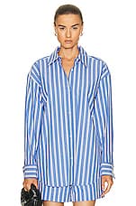 Alexander Wang Beaded Shirt in Blue & White, view 1, click to view large image.