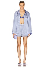 Alexander Wang Pajama Long Sleeve Shirt in Blue Bells, view 5, click to view large image.