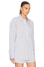 Alexander Wang Long Sleeve Boyfriend Shirt in White & Black, view 2, click to view large image.