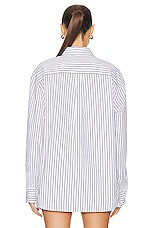 Alexander Wang Long Sleeve Boyfriend Shirt in White & Black, view 4, click to view large image.