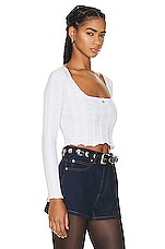 Alexander Wang Cropped Long Sleeve Top in Soft White, view 2, click to view large image.