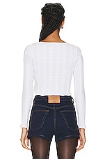 Alexander Wang Cropped Long Sleeve Top in Soft White, view 3, click to view large image.