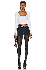 Alexander Wang Cropped Long Sleeve Top in Soft White, view 4, click to view large image.