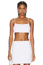 Alexander Wang Ribbed Bandeau Top in White, view 1, click to view large image.
