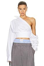 Alexander Wang Wrap Top in White, view 1, click to view large image.