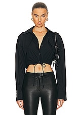 Alexander Wang Double Layered Cropped Shirt in Black, view 1, click to view large image.
