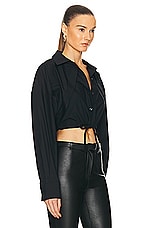 Alexander Wang Double Layered Cropped Shirt in Black, view 2, click to view large image.