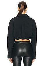 Alexander Wang Double Layered Cropped Shirt in Black, view 3, click to view large image.