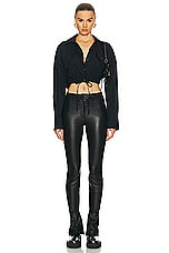 Alexander Wang Double Layered Cropped Shirt in Black, view 4, click to view large image.