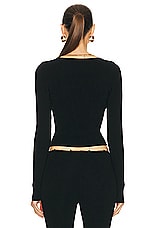 Alexander Wang V Neck Long Sleeve Top With Logo Necklace in Black, view 3, click to view large image.