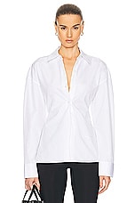 Alexander Wang Cinched Waist Shirt With Knit Combo in White, view 1, click to view large image.