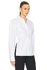 Alexander Wang Cinched Waist Shirt With Knit Combo in White, view 2, click to view large image.