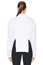 Alexander Wang Cinched Waist Shirt With Knit Combo in White, view 3, click to view large image.