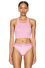 Alexander Wang Cropped Racer Tank Top in Begonia Pink, view 1, click to view large image.