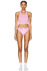 Alexander Wang Cropped Racer Tank Top in Begonia Pink, view 4, click to view large image.