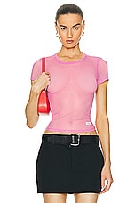 Alexander Wang Short Sleeve Tee in Fuchsia Pink, view 1, click to view large image.