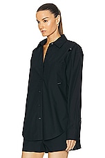 Alexander Wang Boyfriend Button Up Top in Black, view 3, click to view large image.