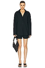 Alexander Wang Boyfriend Button Up Top in Black, view 5, click to view large image.