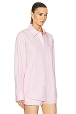Alexander Wang Boyfriend Button Up Top in Light Pink, view 2, click to view large image.