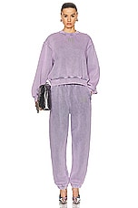 Alexander Wang Essential Terry Crew Sweatshirt in Acid Pink Lavender, view 4, click to view large image.