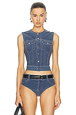 Alexander Wang Trompe Loeil Fitted Vest in Dark Night, view 1, click to view large image.
