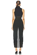 Alexander Wang Ribbed Mock Neck Top With Sheer Cutaway in Black, view 3, click to view large image.
