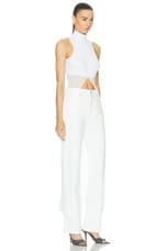 Alexander Wang Ribbed Mock Neck Top With Sheer Cutaway in White, view 2, click to view large image.