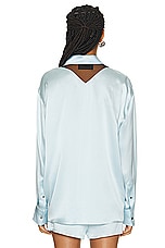 Alexander Wang Oversized Top W/ Tulle Cut Out Back Panel in Shine Blue, view 3, click to view large image.