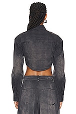 Alexander Wang Long Sleeve Cropped Top With Dart Detailing in Washed Black Pearl, view 3, click to view large image.