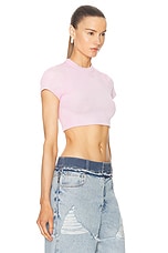 Alexander Wang Cropped Short Sleeve Top in Washed Pink Lace, view 2, click to view large image.