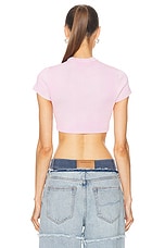 Alexander Wang Cropped Short Sleeve Top in Washed Pink Lace, view 3, click to view large image.