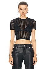 Alexander Wang Cropped Crewneck Tee in Black, view 1, click to view large image.