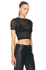Alexander Wang Cropped Crewneck Tee in Black, view 2, click to view large image.