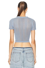 Alexander Wang Cropped Crewneck Tee in Dark Oxford Blue, view 3, click to view large image.