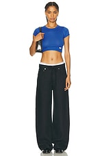 Alexander Wang Cropped T-shirt in Cobalt Blue, view 4, click to view large image.