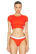 Alexander Wang Cropped T-shirt in Fiery Red, view 1, click to view large image.