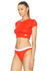 Alexander Wang Cropped T-shirt in Fiery Red, view 3, click to view large image.