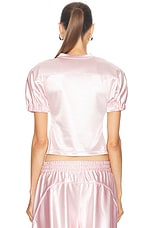 Alexander Wang Fitted Short Sleeve Football Jersey Top in Ballerina Pink, view 4, click to view large image.