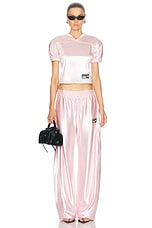 Alexander Wang Fitted Short Sleeve Football Jersey Top in Ballerina Pink, view 5, click to view large image.