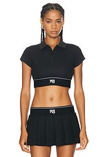 Alexander Wang Cropped Polo Top in Black, view 1, click to view large image.