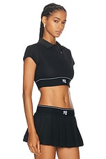 Alexander Wang Cropped Polo Top in Black, view 2, click to view large image.