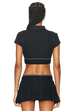 Alexander Wang Cropped Polo Top in Black, view 3, click to view large image.