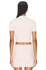 Alexander Wang Ribbed Polo Top in Ballerina Pink, view 3, click to view large image.