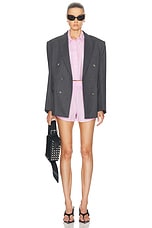 Alexander Wang Cropped Sleeveless Button Down Top in Pink Stripe, view 5, click to view large image.