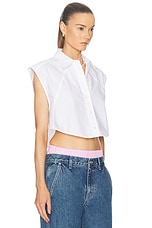 Alexander Wang Sleeveless Button Up Top in White, view 2, click to view large image.