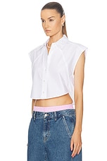 Alexander Wang Sleeveless Button Up Top in White, view 3, click to view large image.