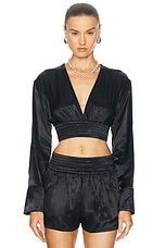 Alexander Wang V-neck Cropped Top in Black, view 1, click to view large image.