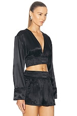 Alexander Wang V-neck Cropped Top in Black, view 2, click to view large image.